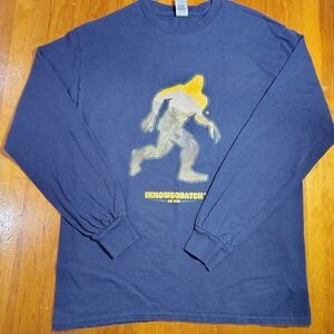 IKNOWSQUATCH Bigfoot Graphic Long Sleeve T Shirt Navy Blue Size Medium